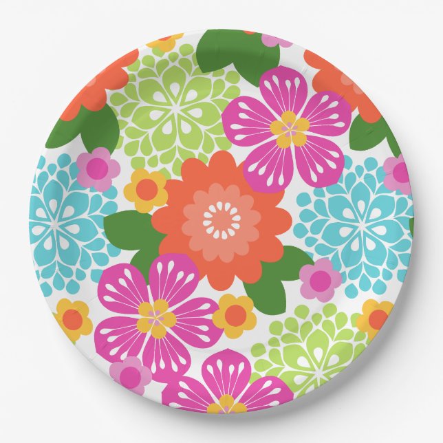 Allana Garden Hawaiian Graphical Floral - Brights Pappteller (Vorderseite)