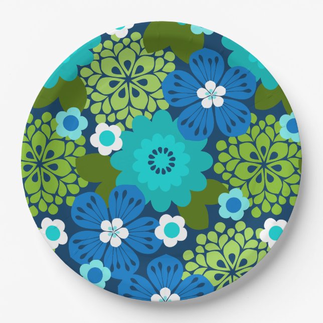 Allana Garden Hawaiian Graphical Floral - Cool Pappteller (Vorderseite)
