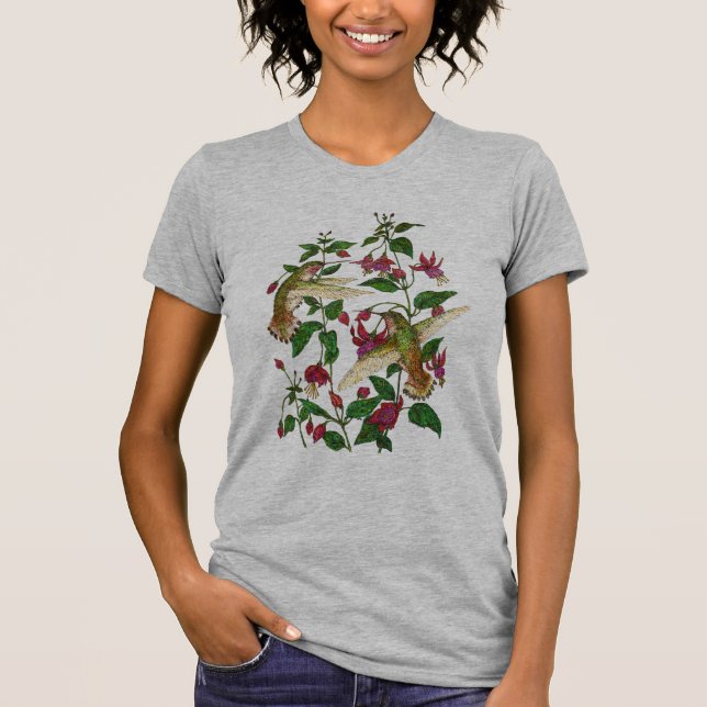 Allans Kolibri und Fuschia T-Shirt (Vorderseite)