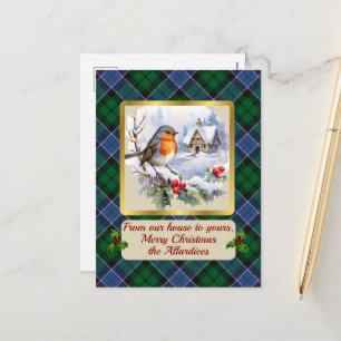 Allardice Tartan w/Robin Personalisiert Feiertagspostkarte