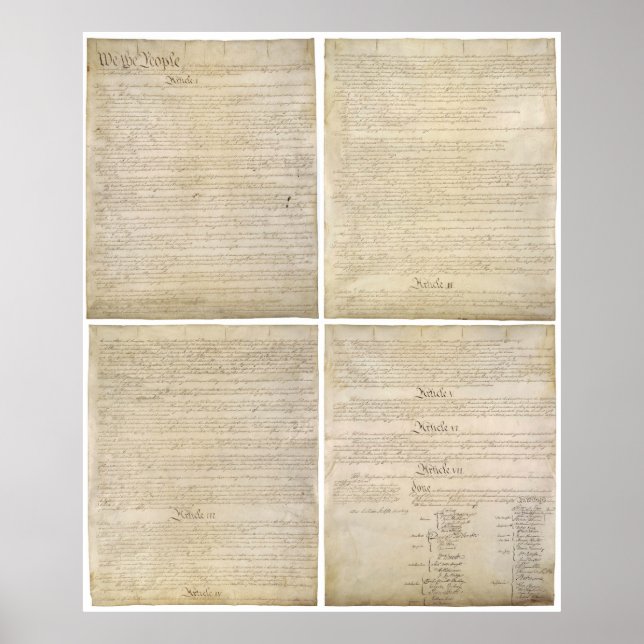 Alle 4 Originalseiten der Verfassung der Vereinten Poster (Vorne)