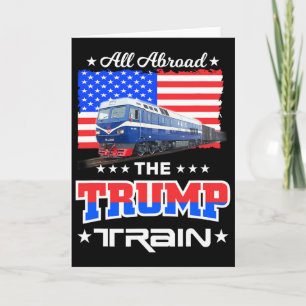 Alle Aboard Der Trump Zug Amerikanische Flagge Karte