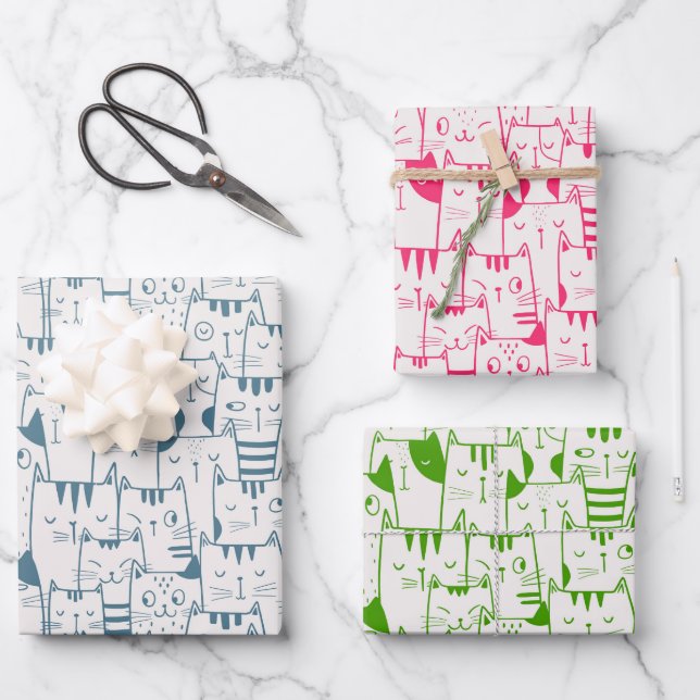 Alle Albernen Katzen Geschenkpapier Set (Vorderseite)