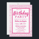 Alle Altersstufen Rosa Glitzer Border Girl Geburts Einladung<br><div class="desc">Alle Altersstufen Rosa Glitzer Border Girly Birthday Party Matching Sammlung in Niche und Nest Store.</div>