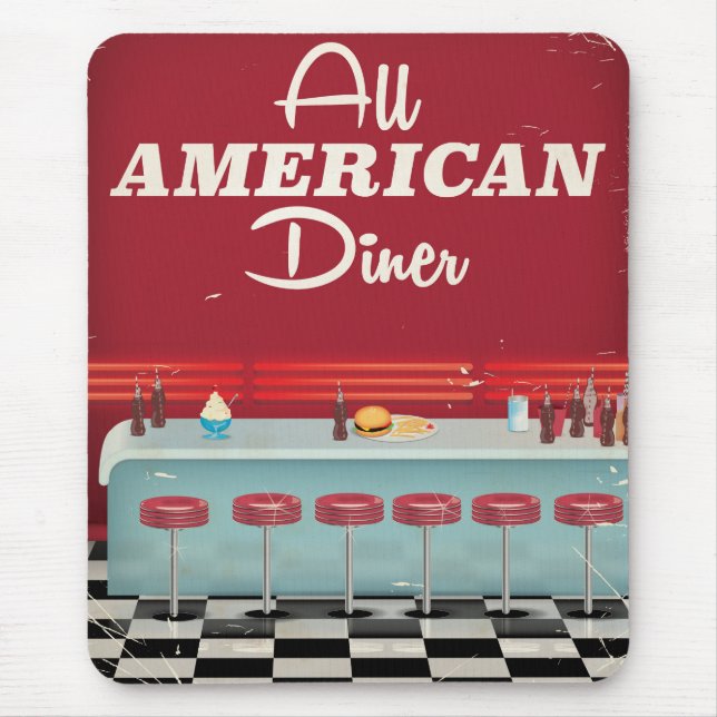 Alle American Diner Retro Poster Mousepad (Vorne)