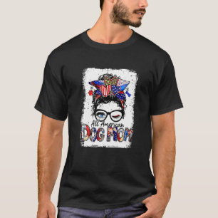 Alle American Dog Mama Messy Bun Mama Us Fla geble T-Shirt