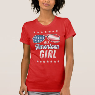 Alle American Girl American Flag Aviator Brillen T-Shirt