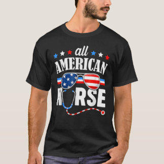 Alle American Nurse 4. Juli Patriotic USA Flag T-Shirt