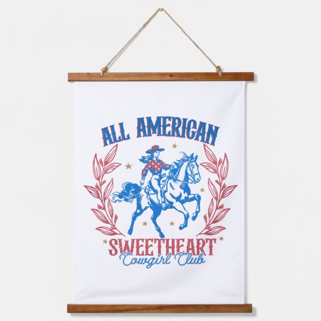 Alle American Sweetheart Cowgirl Club Wandteppich Mit Holzrahmen (Vorderseite)
