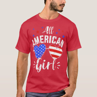Alle amerikanischen 4. Juli Mädchen mit Sonnenbril T-Shirt