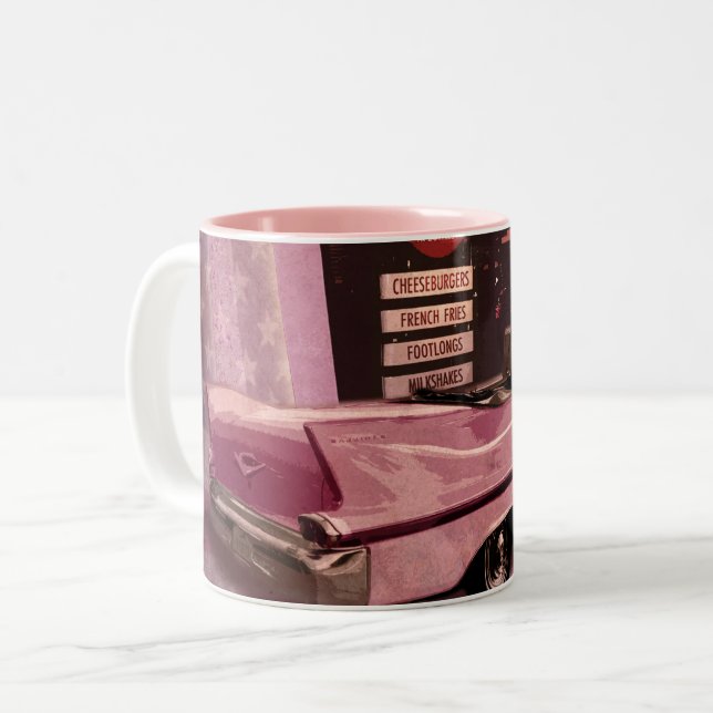 Alle amerikanischen 50er Collage Zweifarbige Tasse (Vorderseite Links)