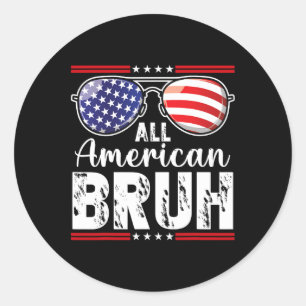 Alle amerikanischen Bruh 4. Juli Boys Patriotic Te Runder Aufkleber