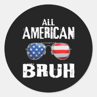 Alle amerikanischen Bruh 4. Juli Boys Patriotic Te Runder Aufkleber