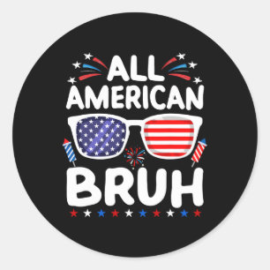 Alle amerikanischen Bruh 4. Juli Boys Patriotic Te Runder Aufkleber