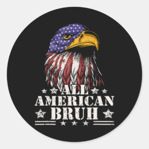 Alle amerikanischen Bruh 4. Juli Boys Patriotic Te Runder Aufkleber