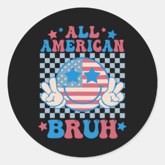 Alle amerikanischen Bruh 4. Juli Jungs Männer Frau Runder Aufkleber