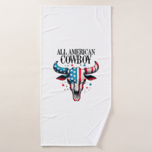 Alle amerikanischen Cowboy US Flag Cow Skull Badehandtuch