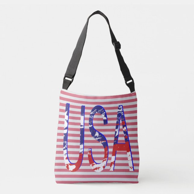 Alle amerikanischen Flaggen-Logos gestrichen Tragetaschen Mit Langen Trägern (Vorderseite)