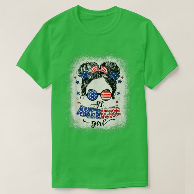 Alle amerikanischen Mädchen 4. Juli Tochter Messy  T-Shirt (Design vorne)