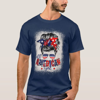 Alle amerikanischen Mädchen 4. Juli Tochter Messy  T-Shirt