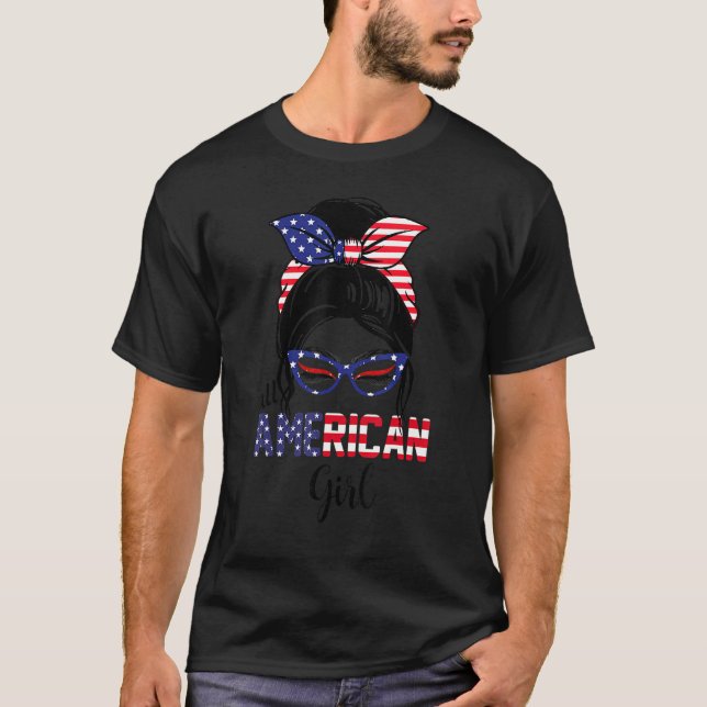 Alle amerikanischen Mädchen 4. Juli Tochter Messy  T-Shirt (Vorderseite)