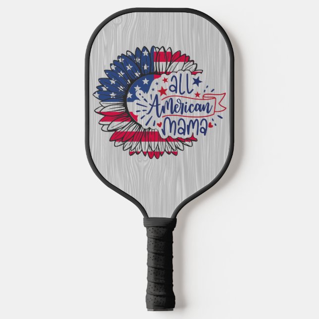 Alle amerikanischen Mama American Flag Trendy Pickleball Schläger (Vorderseite)