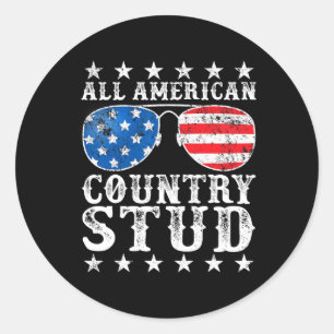 Alle amerikanischen Studentenjunge Land 4. Juli US Runder Aufkleber