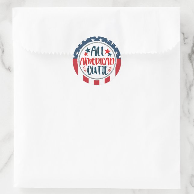 Alle amerikanischen Süssen US Flagge Runder Aufkleber (Tasche)