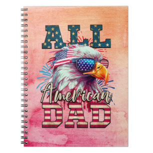 Alle amerikanischen Vater 4. Juli Bald Eagle USA F Notizblock