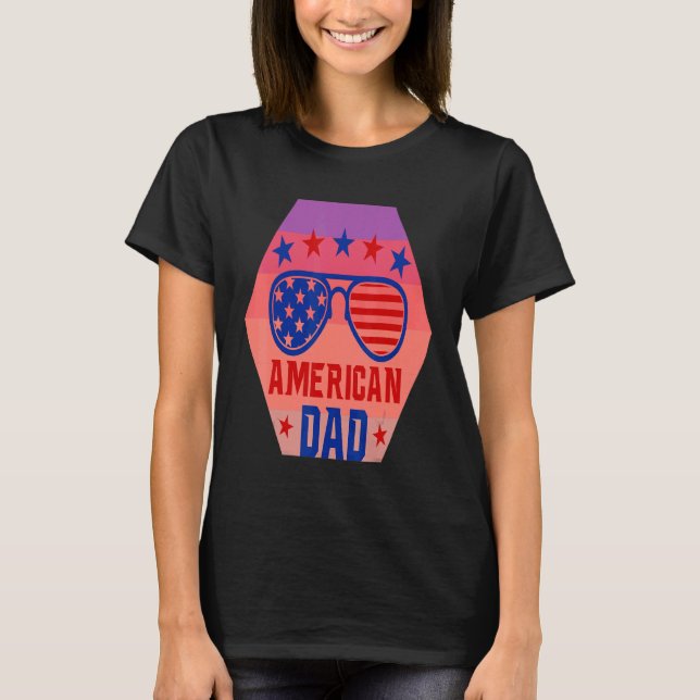 Alle amerikanischen Vater 4. Juli Retro Sonnenbril T-Shirt (Vorderseite)