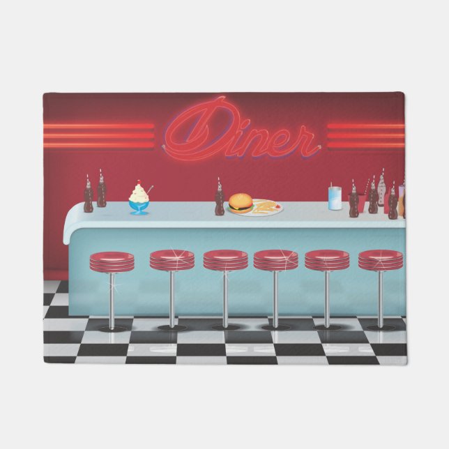 Alle amerikanischen Vintag Diner Fußmatte (Vorderseite)