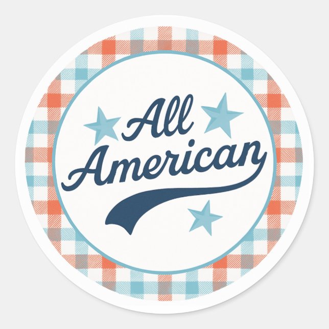 Alle amerikanischen Vintag Gingham Aufkleber (Vorderseite)