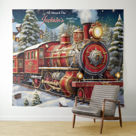 Alle an Bord der Weihnachtsbahn Hintergrund Wandteppich