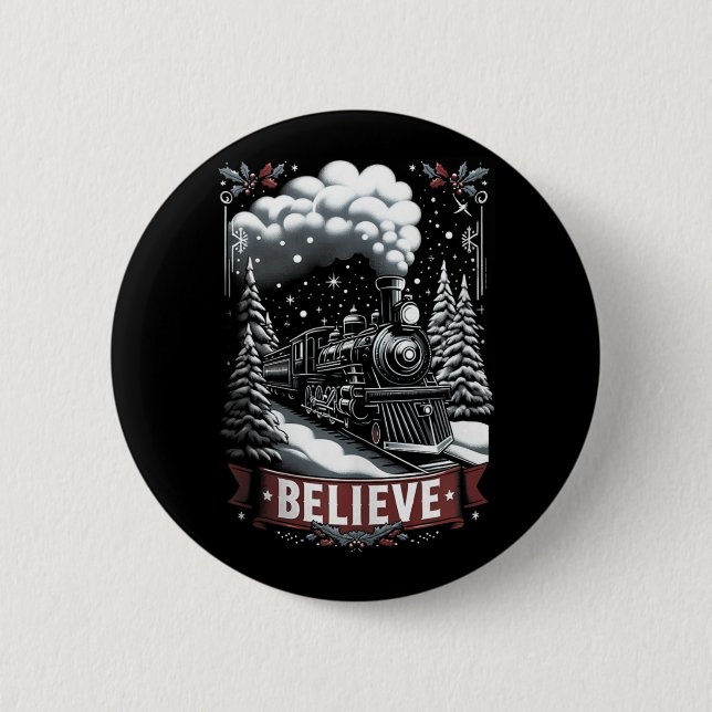 Alle an Bord Polar Express Weihnachten Nordpol Xma Button (Vorderseite)