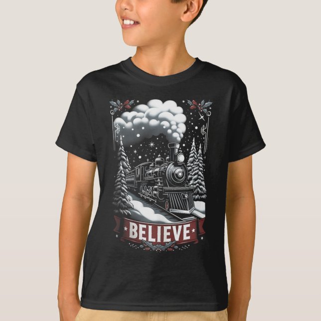 Alle an Bord Polar Express Weihnachten Nordpol Xma T-Shirt (Vorderseite)