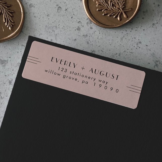ALLE Art Déco Rosa Rücksendeadressen-Aufkleber (EVERLY Art Deco Blush Pink Return Address Labels)