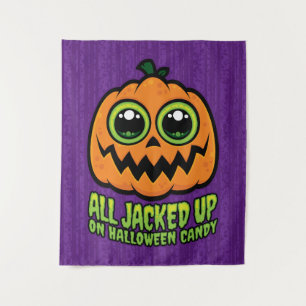 Alle auf Halloween Candy Funny Pumpkin eingeklopft Wandteppich