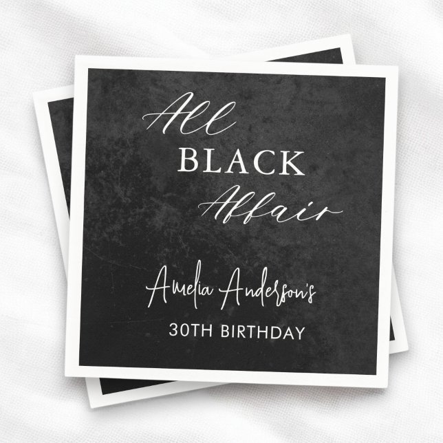 Alle Black Affair Birthday Party Modernes Elegante Serviette (Von Creator hochgeladen)