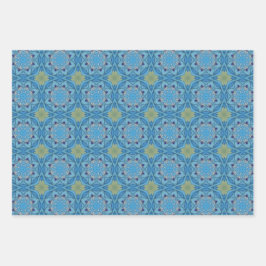 Alle blauen nahtlosen ethnischen Muster Set 1 Geschenkpapier Set