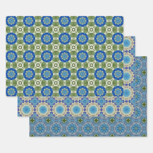 Alle blauen nahtlosen ethnischen Muster Set 2 Geschenkpapier Set