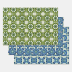 Alle blauen nahtlosen ethnischen Muster Set 3 Geschenkpapier Set