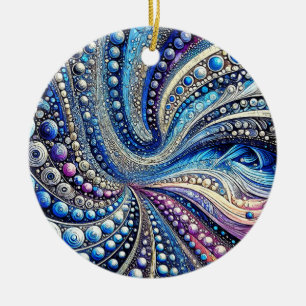 Alle blauen und Lila Punkte Keramik Ornament