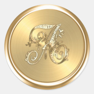 Alle Buchstaben Gold Verzierte Monogramm Runder Aufkleber