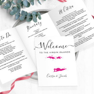 Alle Colour Jungfrau Islands Hochzeitstag Begrüßun Dreifach-gefaltete Programmkarte