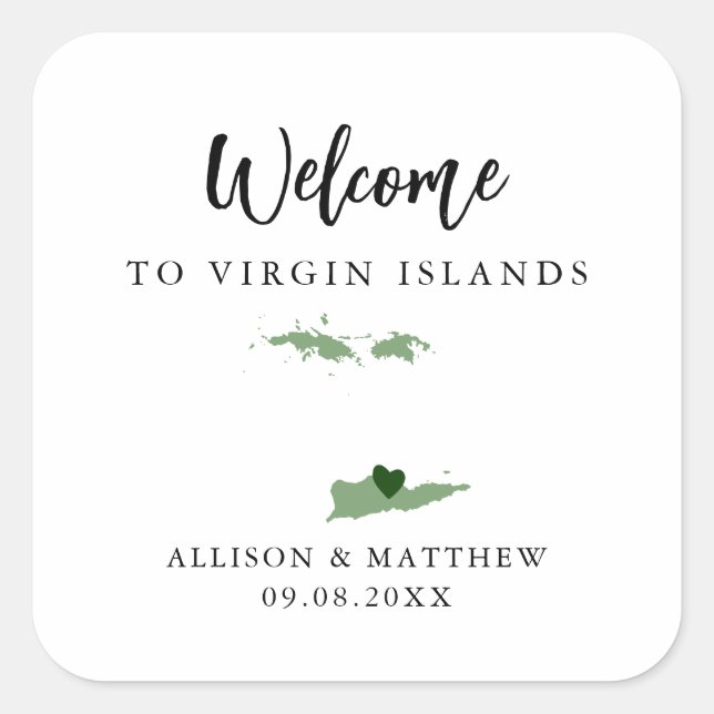Alle Colour Jungfrau Islands Wedding Welcome Bag Quadratischer Aufkleber (Vorderseite)