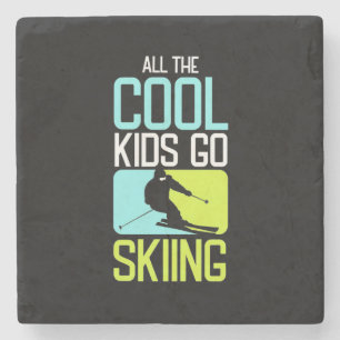 Alle Coolen Kinder fahren Ski Steinuntersetzer