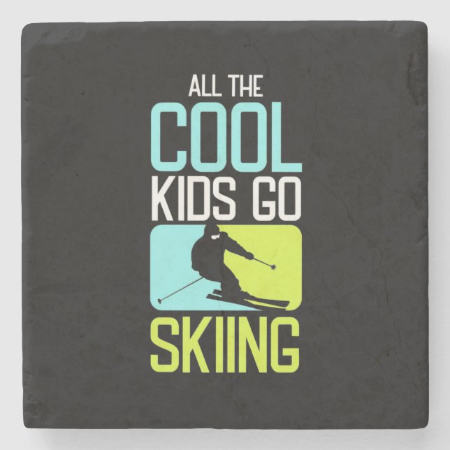 Alle Coolen Kinder fahren Ski Steinuntersetzer (Vorderseite)