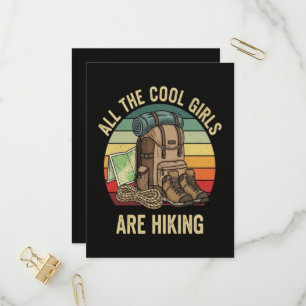 Alle coolen Mädchen wandern Retro Einladungspostkarte