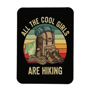 Alle coolen Mädchen wandern Retro Magnet