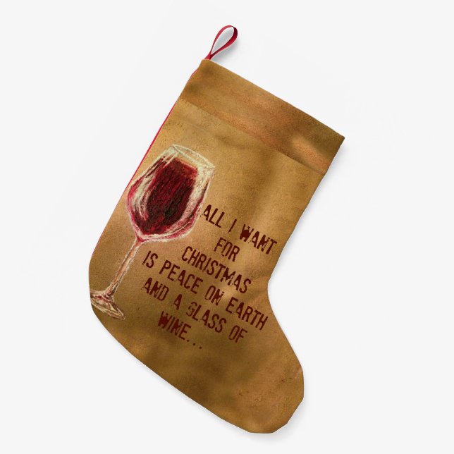 Alle, die ich für Weihnachtswein-Strumpf will Kleiner Weihnachtsstrumpf (Vorderansicht (hängend))